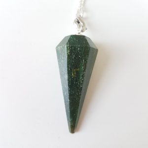 Green Aventurine Facet Pendulum With Chakra Chain